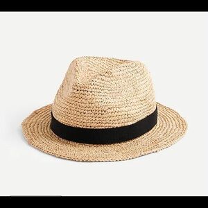 J. Crew Packable Straw Hat size M/L new without tags Fedora Timeless Accessory